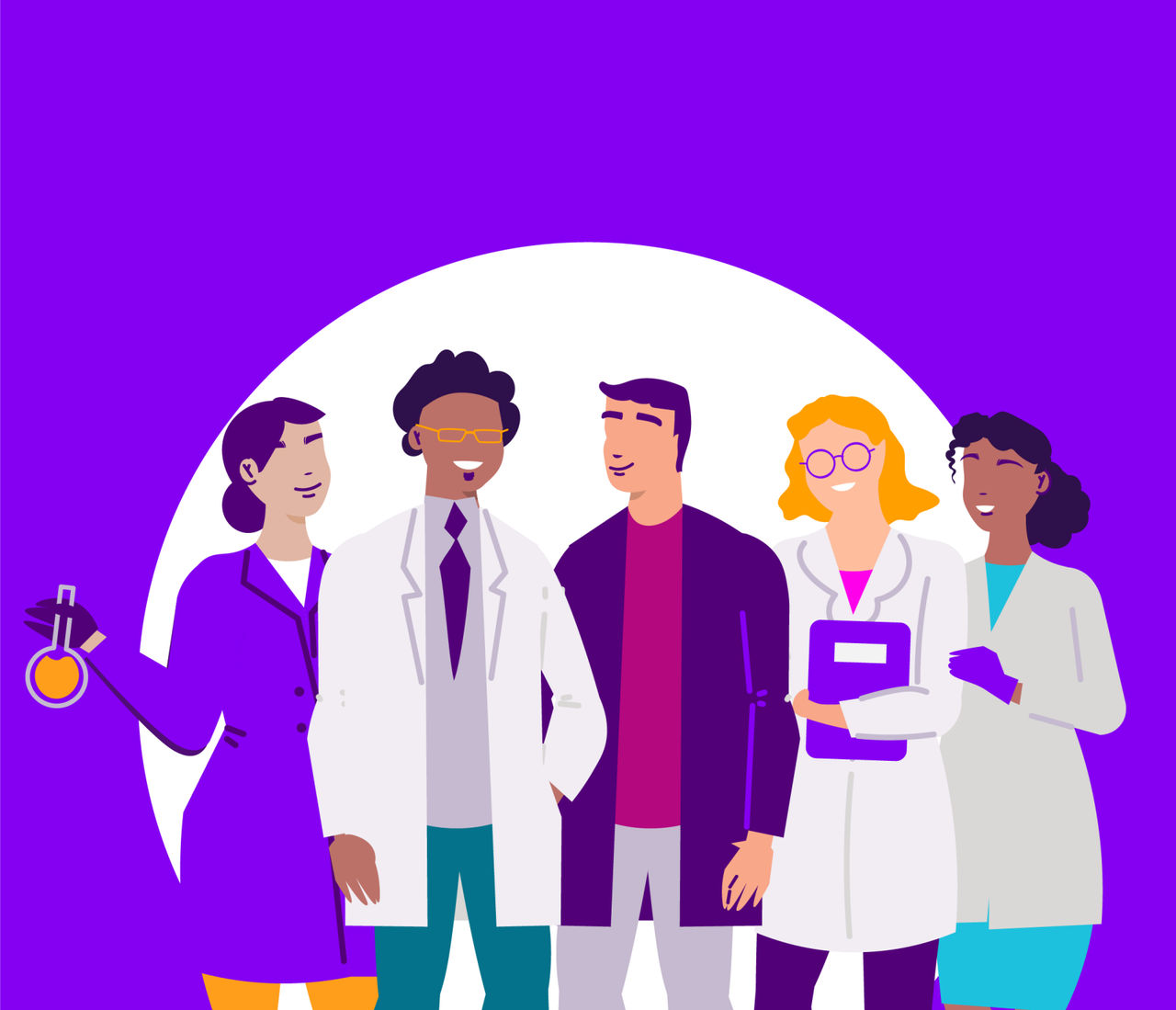 Illustration of a team of scientists