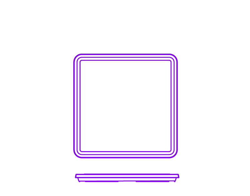 Diagram of 100 x 100 x 20 mm low-profile square plate