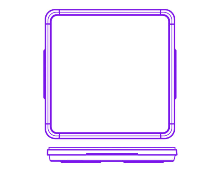 Diagram of 245 x 245 x 25 mm high-profile square plate