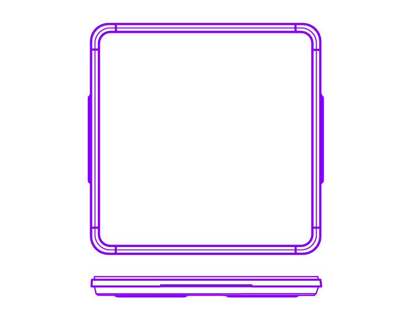 Diagram of 245 x 245 x 20 mm low-profile square plate