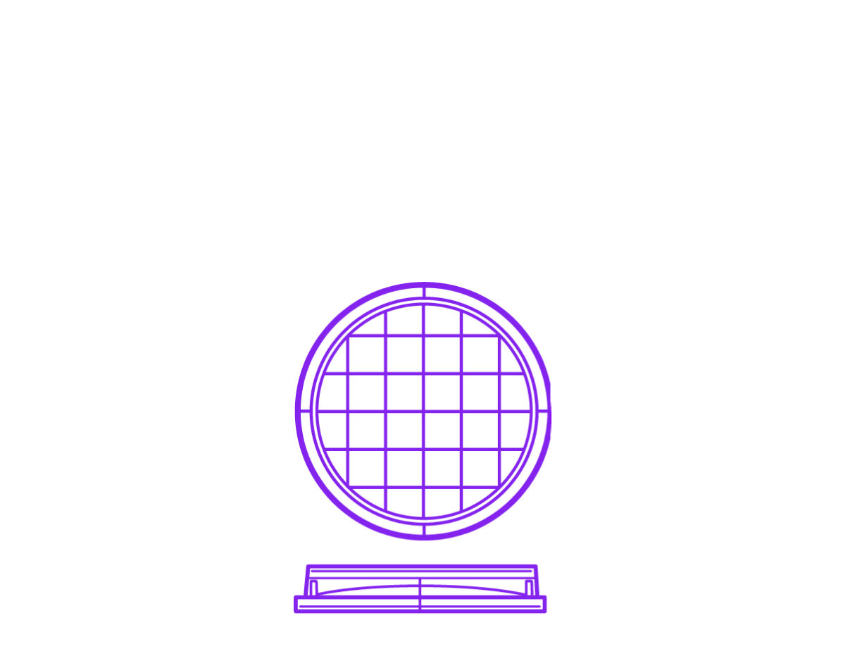 Diagram of a 65 x 15 mm round gridded contact plate