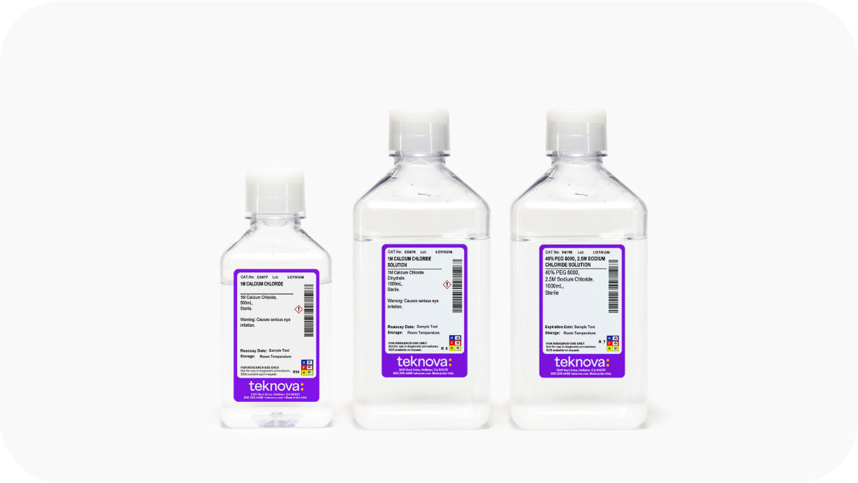 Various Calcium and Sodium Chloride solutions