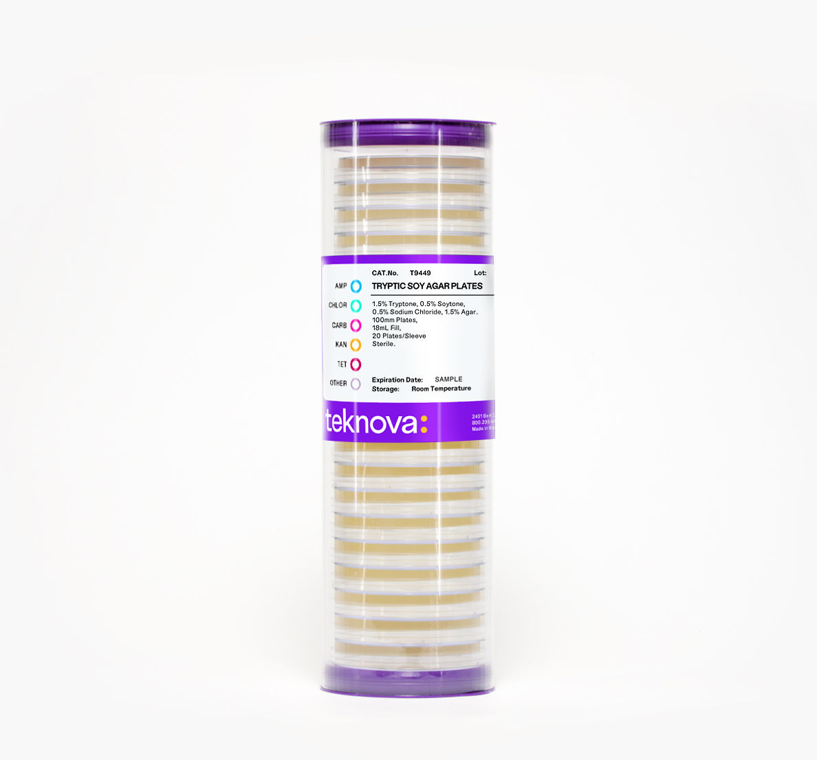 Tryptic Soy Agar Plates, 100 mm plates with an 18 mL fill