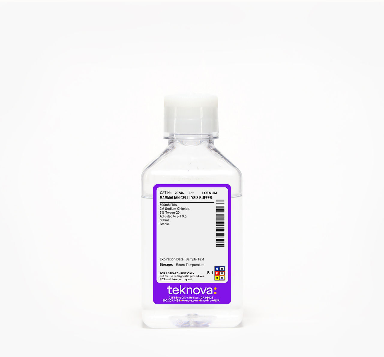 Mammalian Cell Lysis Buffer in a 500 mL bottle