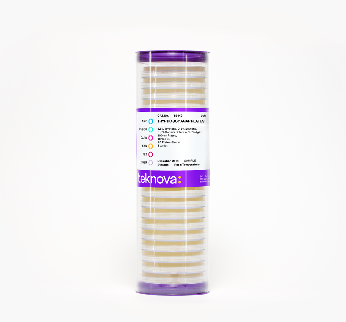 Tryptic Soy Agar Plates, 100 mm plates with an 18 mL fill