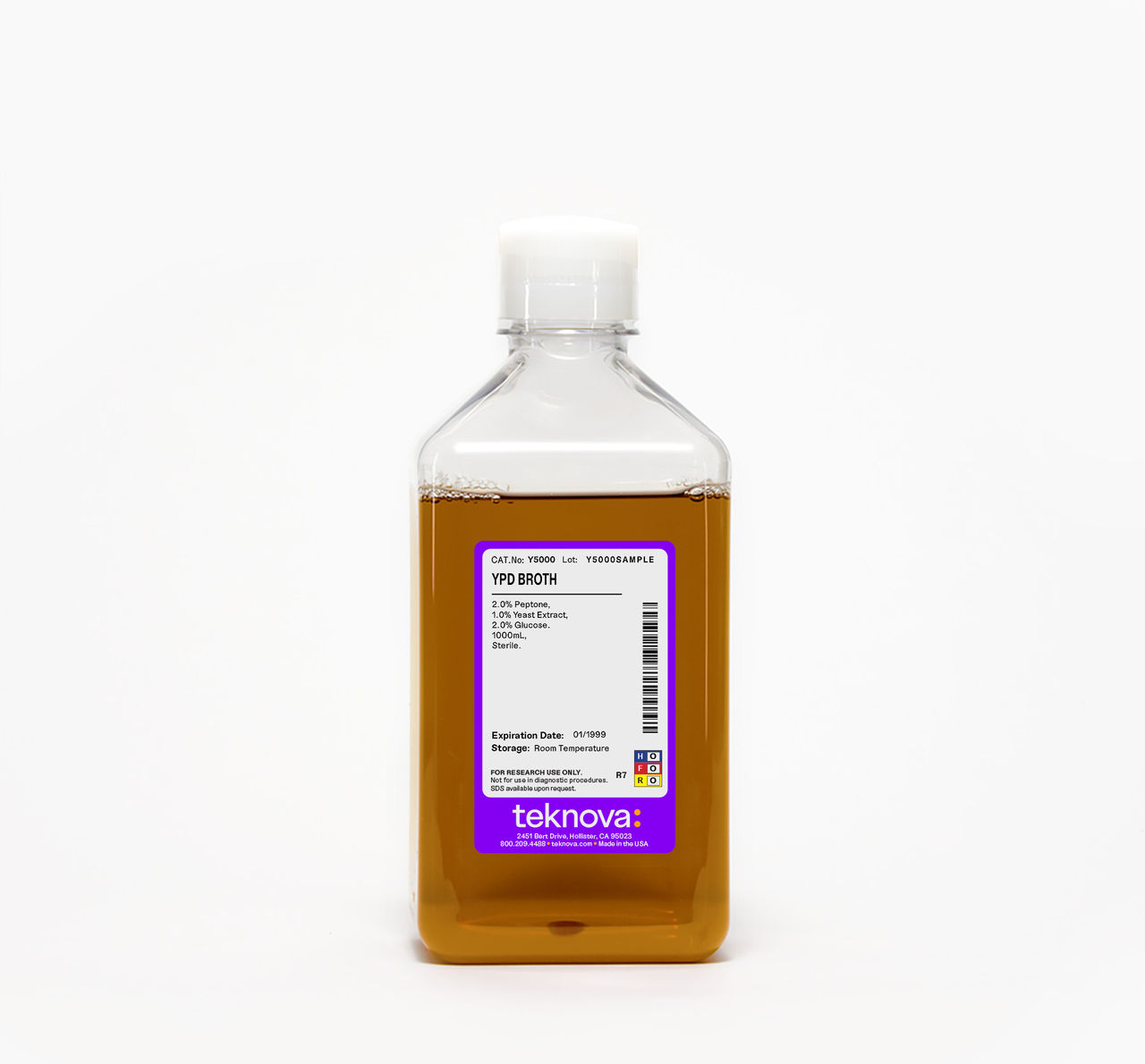 YPD Broth in a 1000 mL bottle