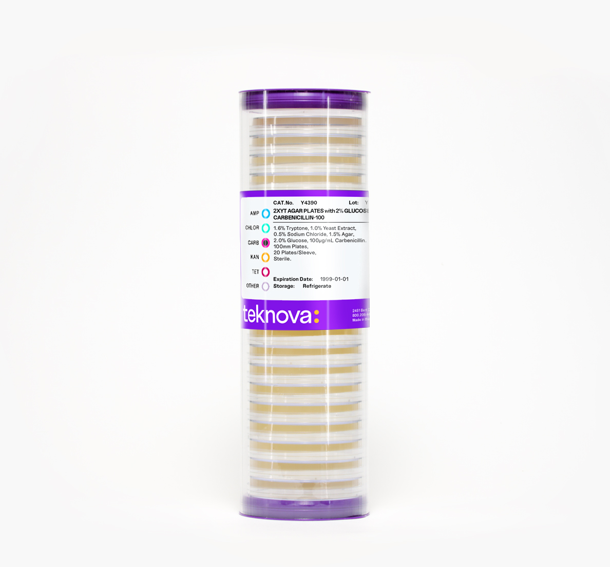 100 mm 2XYT Agar Plates with 2.0% Glucose and Carb-100