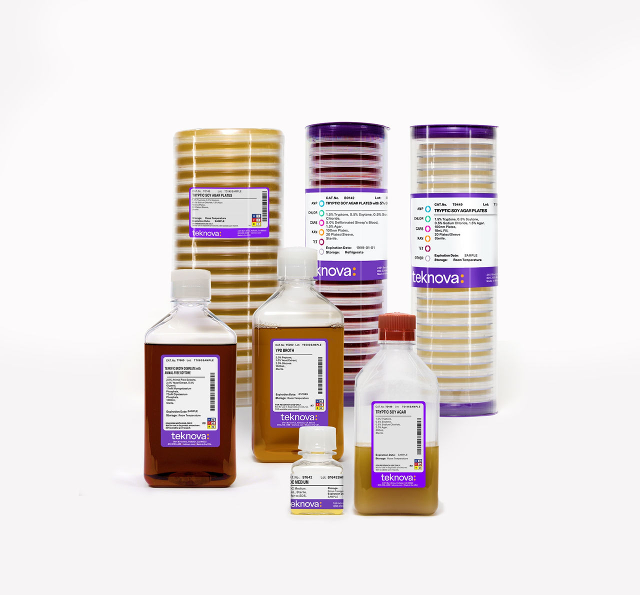 Various agar plates and microbial culture media