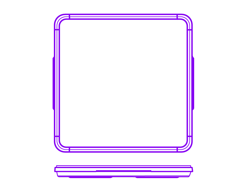 Diagram of 245 x 245 x 20 mm low-profile square plate