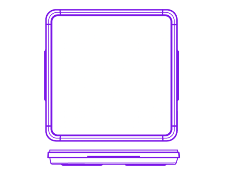 Diagram of 245 x 245 x 25 mm high-profile square plate