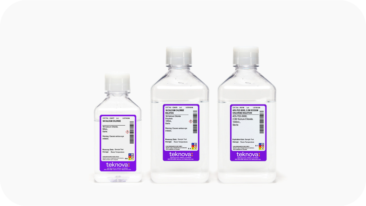 Various Calcium and Sodium Chloride solutions