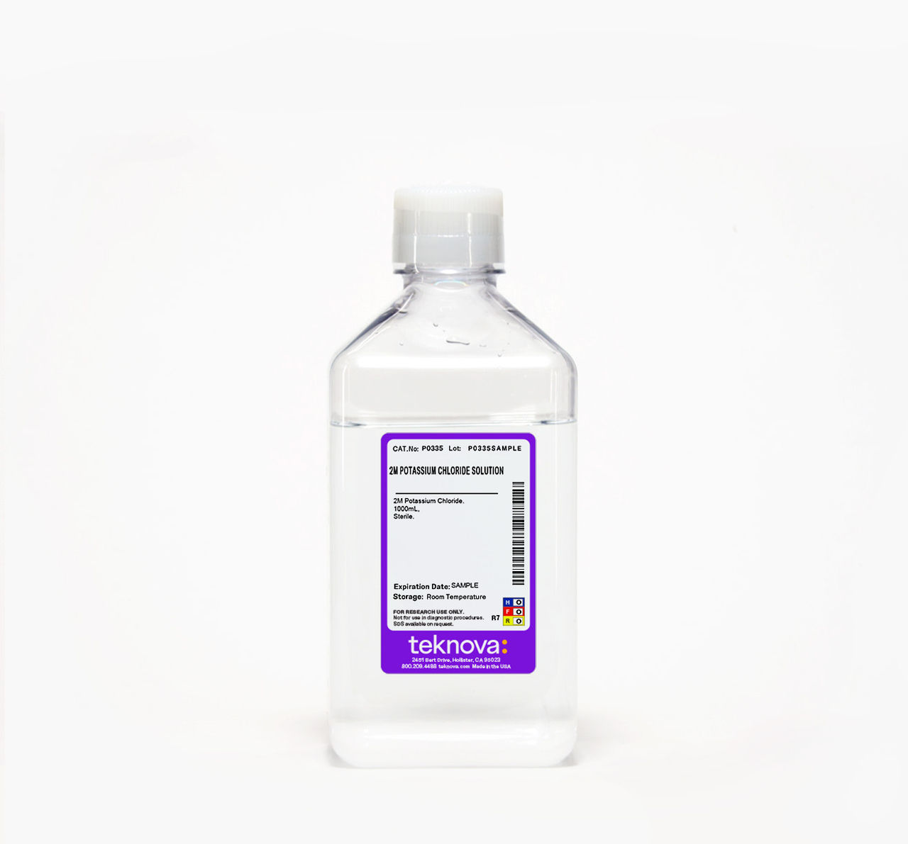 2M Potassium Chloride Solution in a 1000 mL bottle