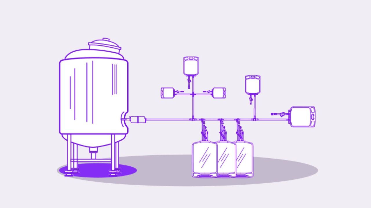 Illustration of the Fill•Tek dispensing system for single-use bags